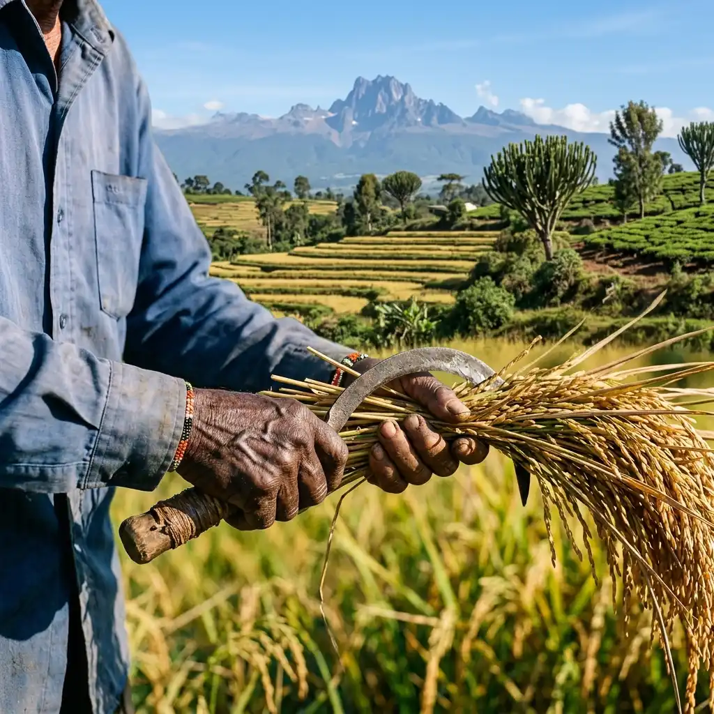 Harvest - Farmer harvesting rice